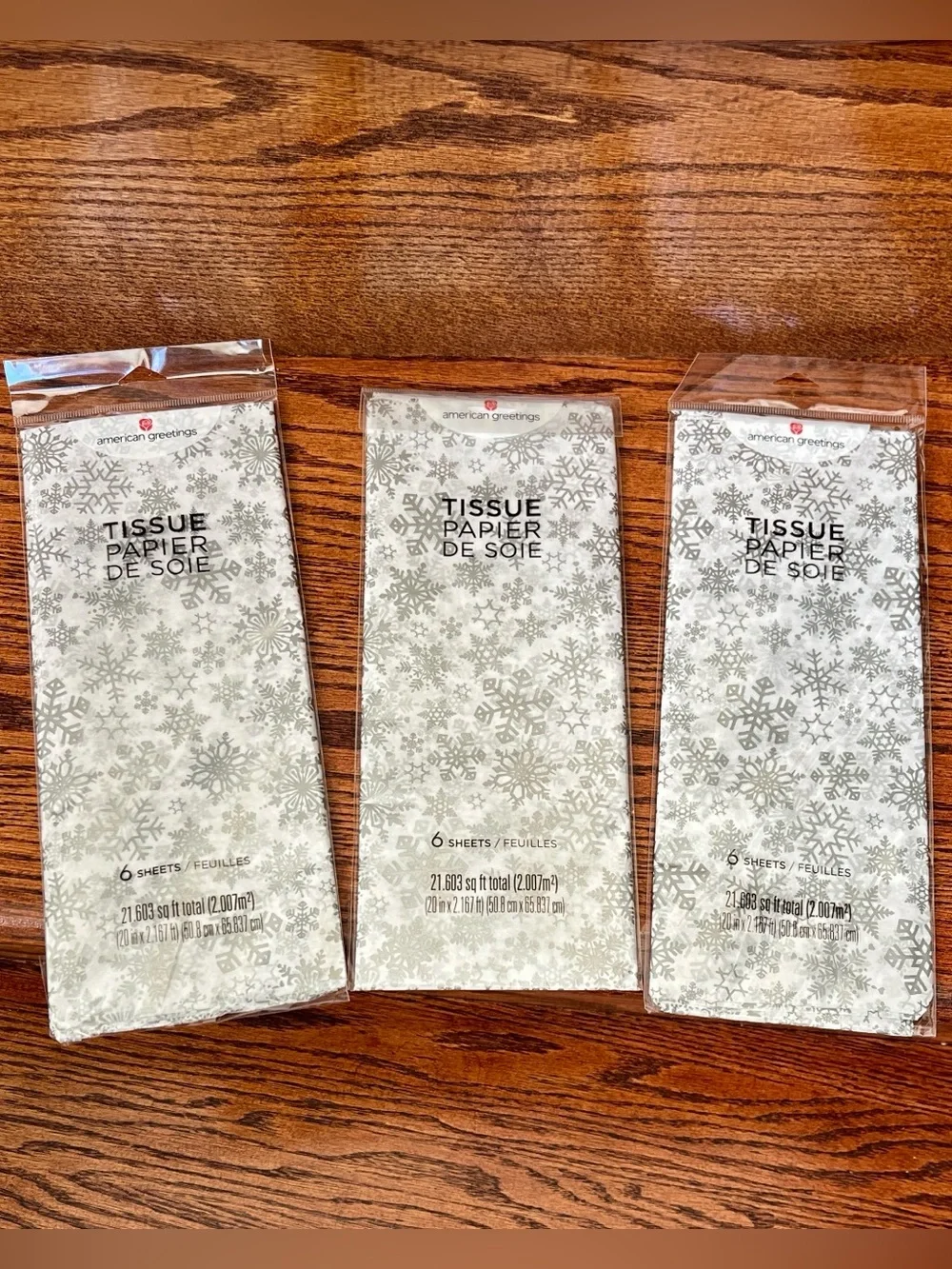 American Greetings White With Silver Snowflakes Holiday Christmas Tissue Paper